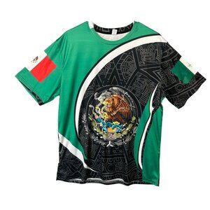 Mexico Mexican Flag Eagle Snake Graphic Print T-Shirt EUC Men Size L